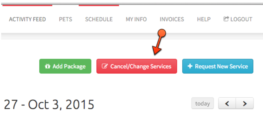Cancel/Change Services button